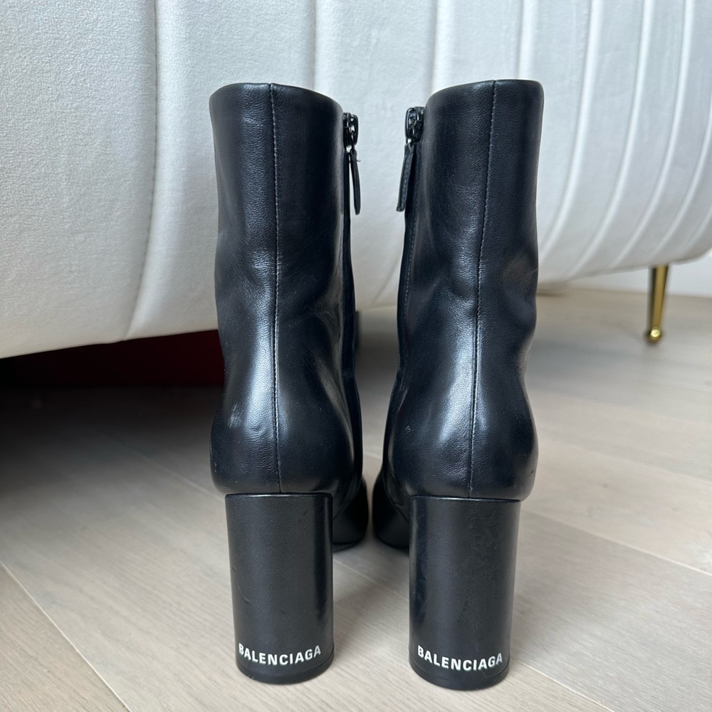 Black leather Balenciaga heeled boots